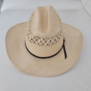Vintage JBS Stetson Hard Straw Western Cowbow Hat Size 7 1/8